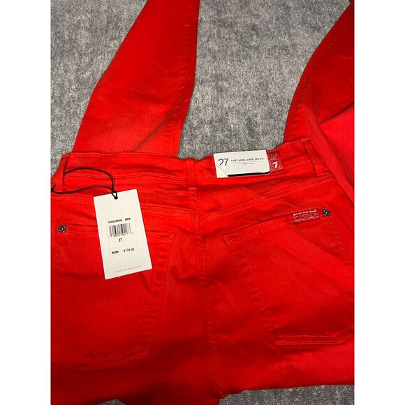 Jen 7 By 7 For All Mankind Jeans Women's Ankle Skinny Pants Size 4 27 NWT Red - Picture 4 of 12